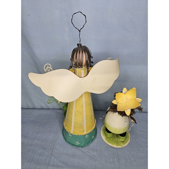 Angel Figurines Metal Wire Art Set of 2 Hanging Patio Garden Hand Made Decor - Picture 7 of 11